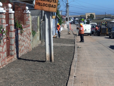 Realizan trabajos de reposición de aceras en sector de Llolleo Alto